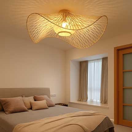Plafonnier zen en bambou tissé style asiatique sud-est — LZ4N7Q
