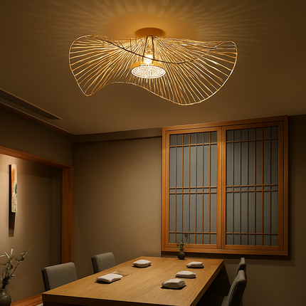 Plafonnier zen en bambou tissé style asiatique sud-est — LZ4N7Q