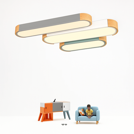 Plafonnier décoratif en bois avec télécommande et panneaux — LZ4Q7M9