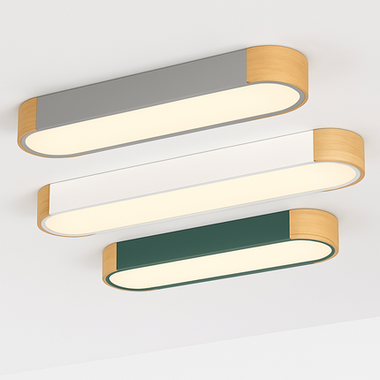 Plafonnier décoratif en bois avec télécommande et panneaux — LZ4Q7M9
