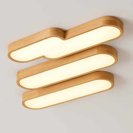Plafonnier minimaliste en bois massif avec panneaux acryliques — LZ4X9T2