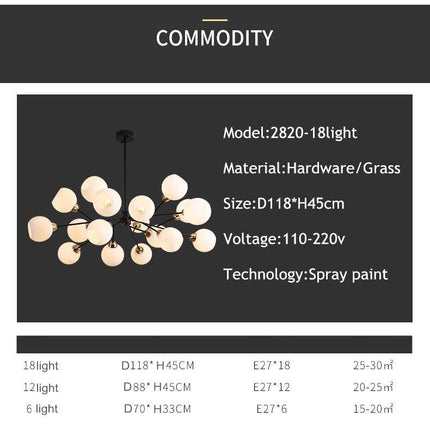 Lustre industriel à multiples globes en verre pour foyer — LZ4X9J