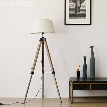 Lampadaire trépied réglable avec abat-jour en tissu style American — LZ4X9M