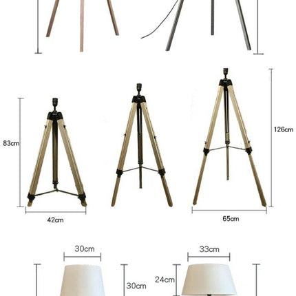 Lampadaire trépied réglable avec abat-jour en tissu style American — LZ4X9M