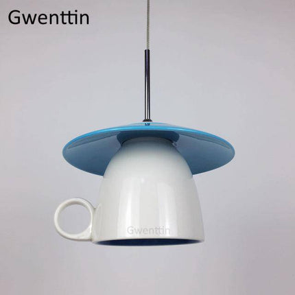 Suspension luminaire en céramique colorée style mug — LZ4P9XJ
