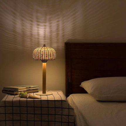 Lampe à poser LED avec abat-jour rotin aux formes variées — LZ4X9P2