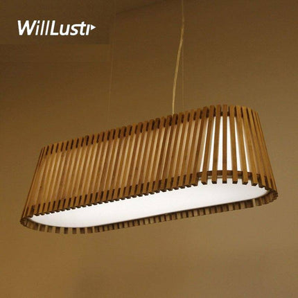 Lustre LED suspendu avec barres en bambou naturel — LZ4X7Q9