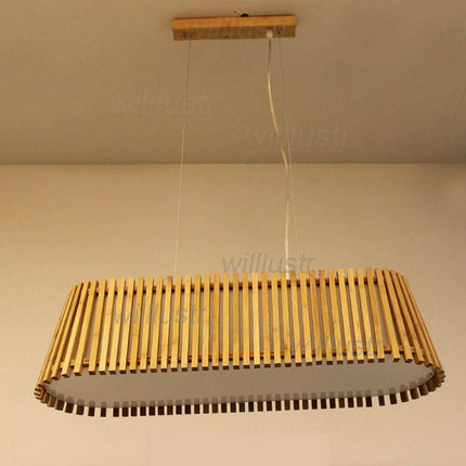 Lustre LED suspendu avec barres en bambou naturel — LZ4X7Q9