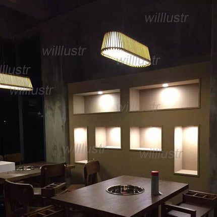 Lustre LED suspendu avec barres en bambou naturel — LZ4X7Q9