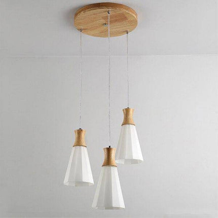 Suspension LED blanche avec abat-jour en bois style scandinave — LZ4X9P2