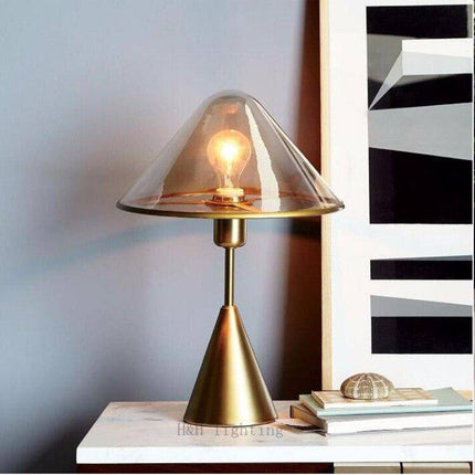 Lampe de table LED design cuivrée avec abat-jour en verre — LZ4X9P2