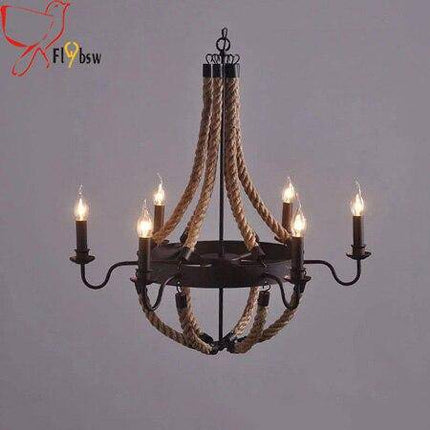 Lustre rustique en métal avec cordages et lampes à flamme — LZ4XJ9