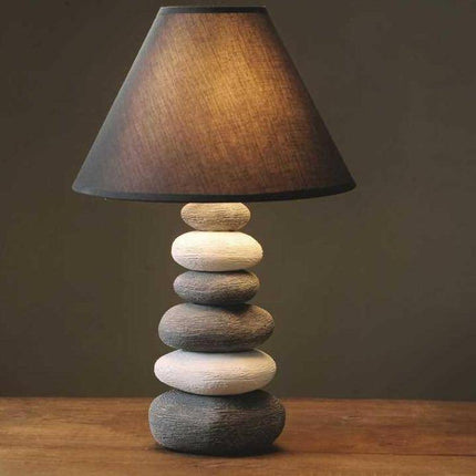 Lampe à poser LED design en galets avec abat-jour gris style Nordic — LZ7XQ2