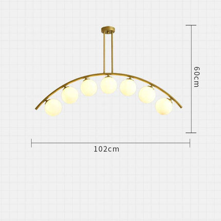Lustre LED doré à bras arrondi et boules en verre — LZ4G7X