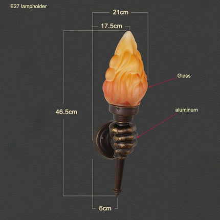 Applique murale vintage en métal avec flambeau en verre — LZ4X9P2