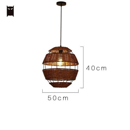 Suspension LED rustique en rotin forme œuf Rata — LZ4X9P2Q