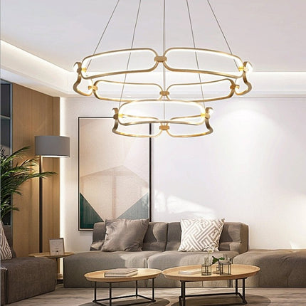 Lustre LED doré à anneaux design Pavia — LZ4X9T2