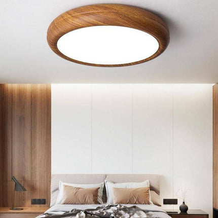 Plafonnier LED rond effet bois naturel moderne — LZ4X9T