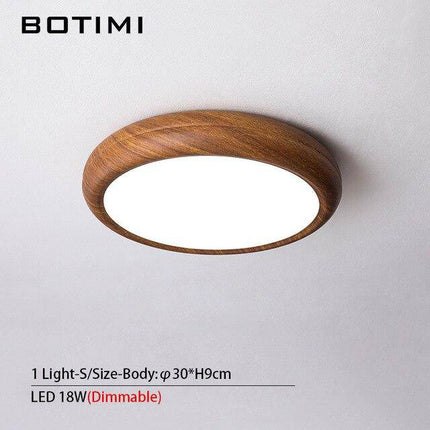 Plafonnier LED rond effet bois naturel moderne — LZ4X9T