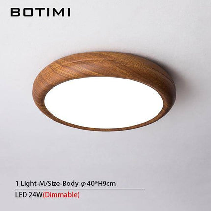 Plafonnier LED rond effet bois naturel moderne — LZ4X9T