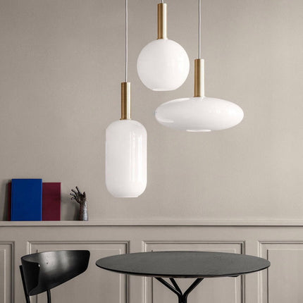Suspension ovale moderne en verre blanc Valette — LZ4X9B
