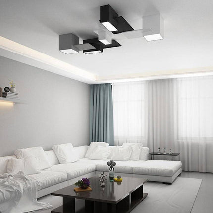 Plafonnier LED design aux formes géométriques noires et blanches — LZ4X9P