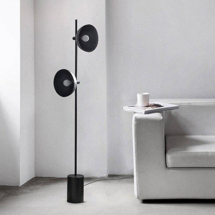 Lampadaire LED moderne avec tige et abat-jour en métal noir — LZ4X9P