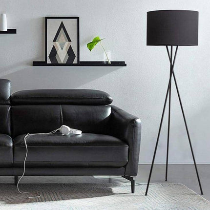 Lampadaire LED design trépied avec abat-jour tissu noir ou blanc — LZ4X9M