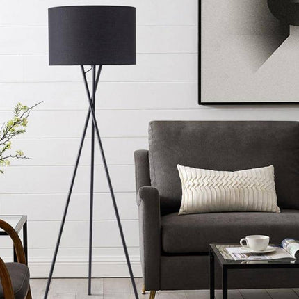 Lampadaire LED design trépied avec abat-jour tissu noir ou blanc — LZ4X9M