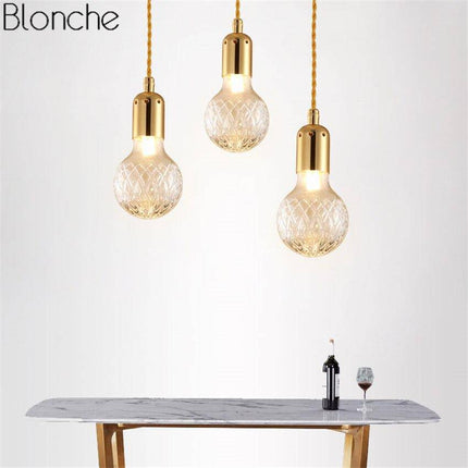 Lustre suspension doré en métal et verre cristal LED — LZ4X7Q