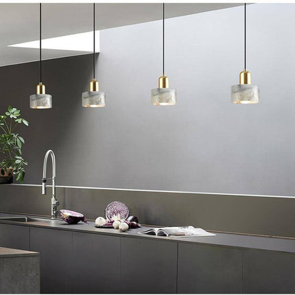 Suspension LED dorée avec marbre blanc design luxe — LZ4X9P2