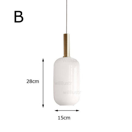 Suspension ovale moderne en verre blanc Valette — LZ4X9B