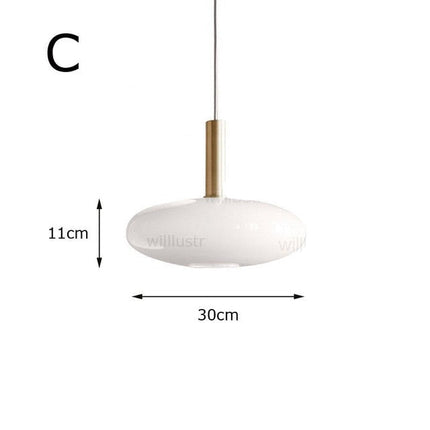 Suspension ovale moderne en verre blanc Valette — LZ4X9B