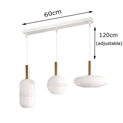 Suspension ovale moderne en verre blanc Valette — LZ4X9B