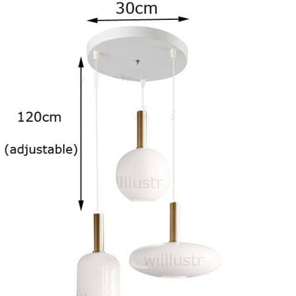 Suspension ovale moderne en verre blanc Valette — LZ4X9B