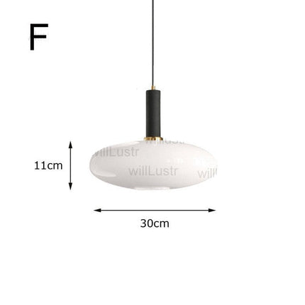 Suspension ovale moderne en verre blanc Valette — LZ4X9B