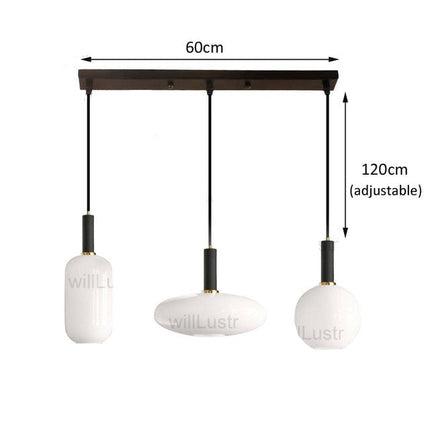 Suspension ovale moderne en verre blanc Valette — LZ4X9B