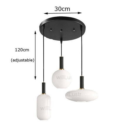 Suspension ovale moderne en verre blanc Valette — LZ4X9B