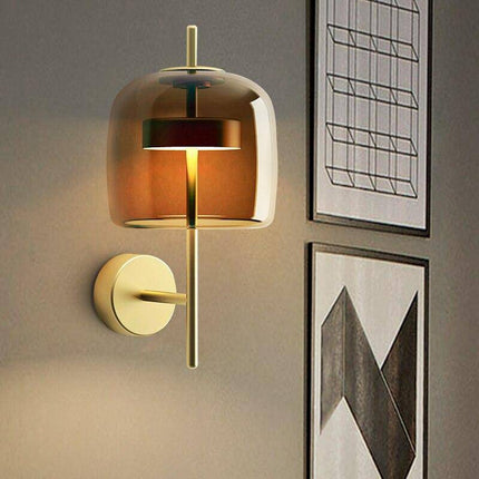 Applique murale LED en métal doré avec globe en verre fumé — LZ4X7Q9