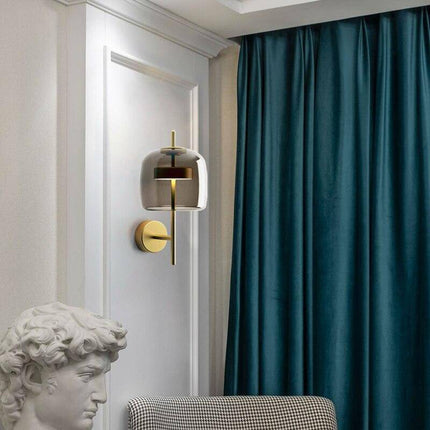 Applique murale LED en métal doré avec globe en verre fumé — LZ4X7Q9