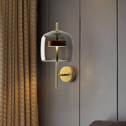 Applique murale LED en métal doré avec globe en verre fumé — LZ4X7Q9