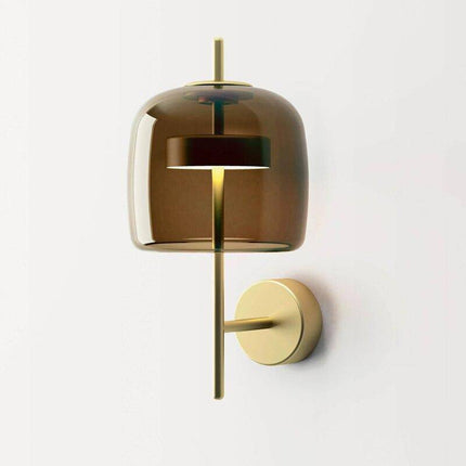 Applique murale LED en métal doré avec globe en verre fumé — LZ4X7Q9