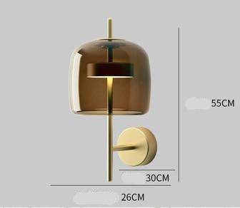 Applique murale LED en métal doré avec globe en verre fumé — LZ4X7Q9