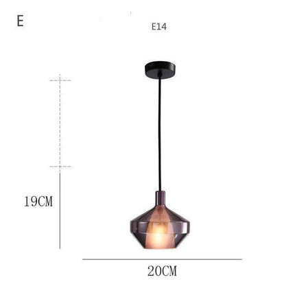 Suspension design à LED avec abat-jour en verre coloré
