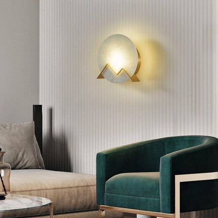 Applique murale LED avec cercle en marbre et métal doré design — LZ4P9XQ