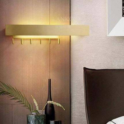 Applique murale LED dorée avec crochet design moderne — LZ4X9T