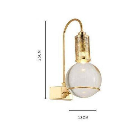 Applique murale LED design ampoule dorée avec boule en cristal — LZ4X9QJ