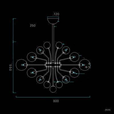 Suspension LED design avec boules en verre multiples — LZ4X9P