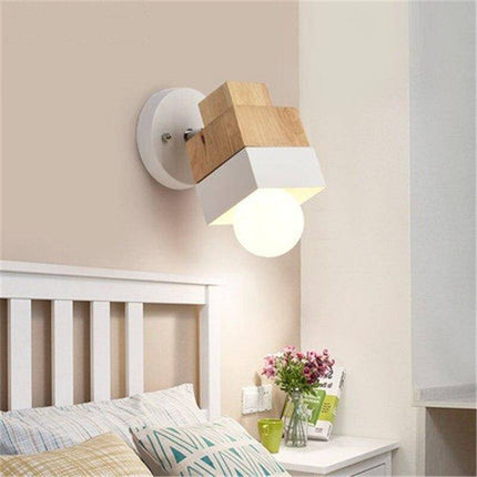 Applique murale LED en bois design cube ou cylindre — LZ4X9P2