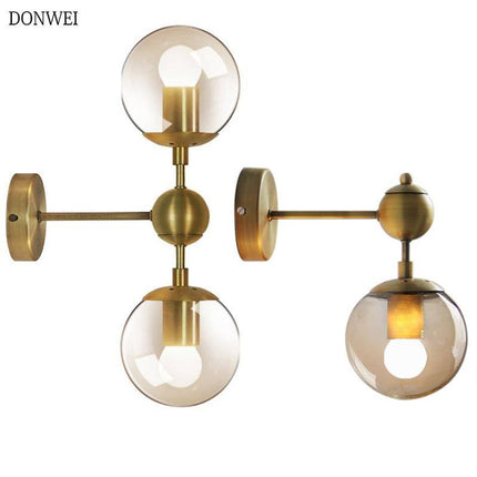 Applique murale rétro dorée avec boule en verre — LZ4X9T2